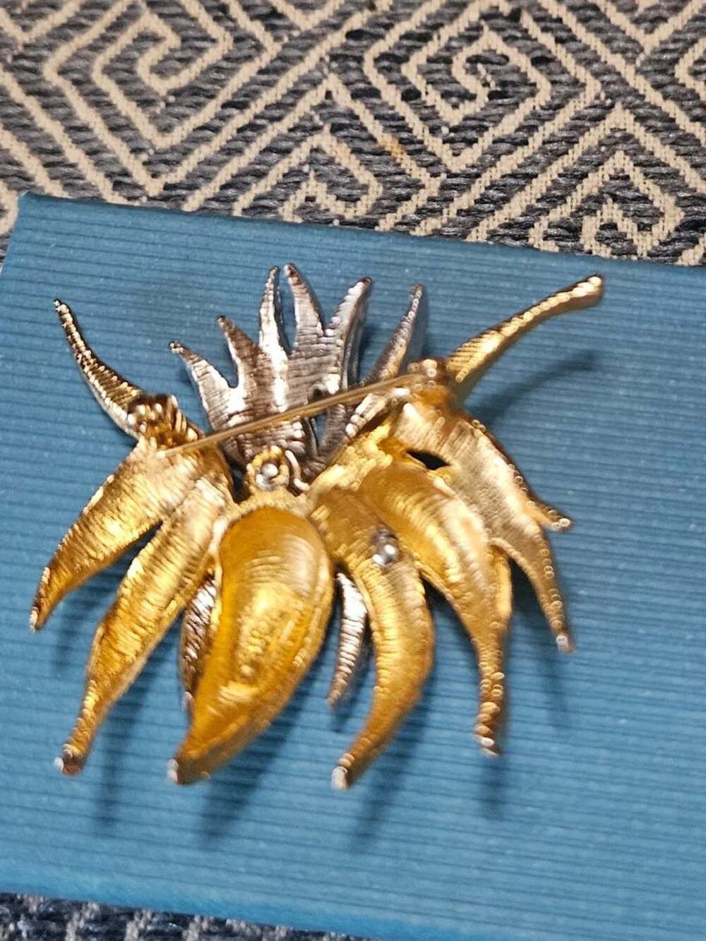 Vintage Polcini (Ledo) Flower Brooch, Silver/Gold Tone w/ Rhinestones